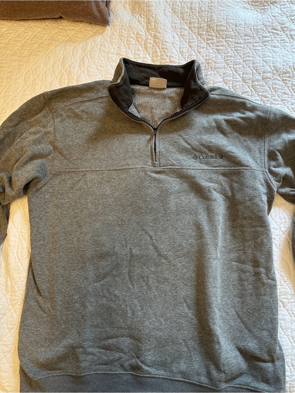 Columbia Heather Gray Quarter-Zip Pullover with Dark Collar - Picture 3 of 3